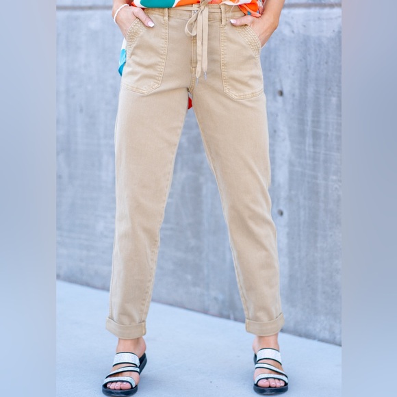 Judy Blue Pants - JUDY BLUE KHAKI HIGH WAIST JOGGERS Garnet Dyed Size 7 / 28